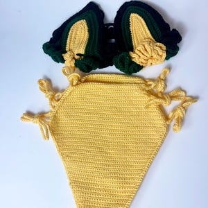 Crochet Ruffle Top Bikini Set| Yellow| Black| Green| Jamaican