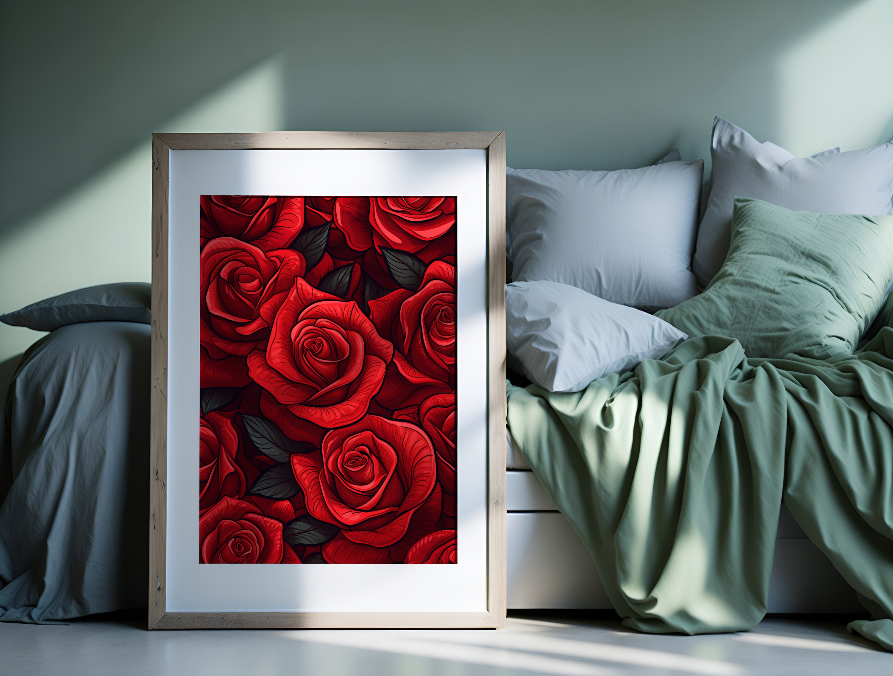 Printable Valentine's Day Red Roses Print, Romantic Gift Ideas, Red ...