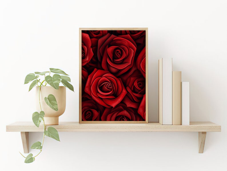 Printable Valentines Day Red Rose Print, Romantic Gift Ideas, Beautiful ...