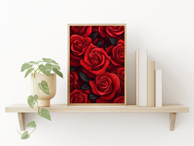 Printable Valentine's Day Red Roses Print, Romantic Gift Ideas, Red ...