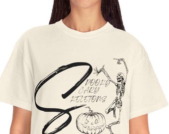 Halloween Comfort Colors Unisex T Shirt, Spooky Scary Skeletons Halloween T Shirt, Dancing Skeleton Halloween Comfort Colors T Shirt
