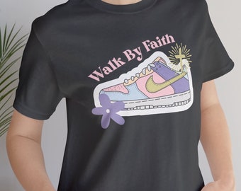 Teen Christian unisex t shirt, Walk by Faith Christian t shirt for teens girls, preppy Christian shirt