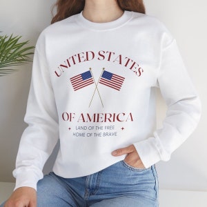 USA Unisex crewneck sweatshirt, 4th of July sweatshirt, American Flag sweatshirt, United States of America sweatshirt, Home of the Brave