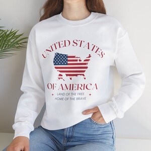 Moletom unissex com gola redonda dos EUA, moletom de 4 de julho, moletom com bandeira americana, moletom patriótico com gola redonda, Home of the Brave