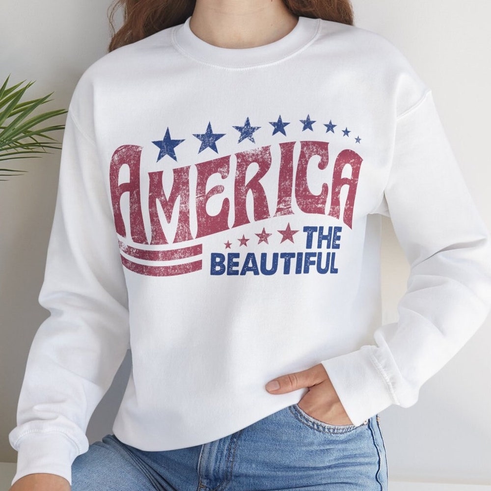 4Th Of July Crewneck Sweatshirt, Usa Unisex Sweatshirt, America The Beautiful Sweatshirt, Freedom Sweater, Patriotic Sweatshirt Unisex Gift