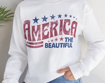 4th of July Crewneck Sweatshirt, USA Unisex sweatshirt, America The Beautiful sweatshirt, Freedom sweater, Patriotic sweatshirt unisex gift
