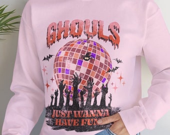 Felpa di Halloween, I Ghoul Vogliono Solo Divertirsi, Felpa di Halloween da donna, Regalo di Halloween, Felpa Autunnale, Felpa di Ghoul e Pipistrelli