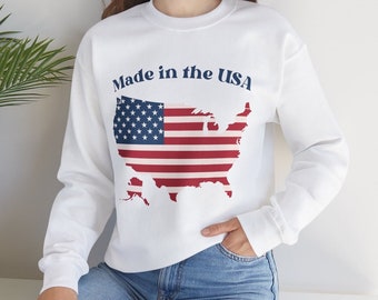 Made in USA Unisex Crewneck sweatshirt, American Flag sweatshirt, United States of America sweater, 4th of July sweatshirt