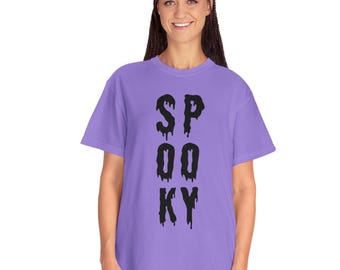 Halloween Comfort Colors Unisex T Shirt, Spooky Drip Letters Halloween T Shirt, Unisex Halloween Comfort Colors Trendy T Shirt, Spooky