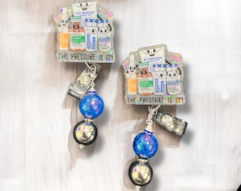 The Pressure Is On Funny Badge Reel| PACU Nurse Badge Reel| ICU Nurse Badge Reel| CRNA Funny Badge Reel| Nurse Gift| Glitter Badge Reel