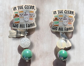 In The Clerb, We All Fam Funny Badge Reel| PACU Nurse Badge Reel| ICU Nurse Badge Reel| CRNA Funny Badge Reel| Nurse Gift| Humorous Badge