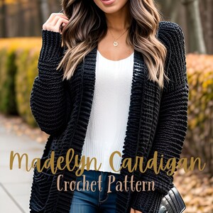 Crochet Pattern, Madelyn Cardigan crochet pattern, fall cardigan top crochet pattern, pdf download sizes S-XL, intermediate level