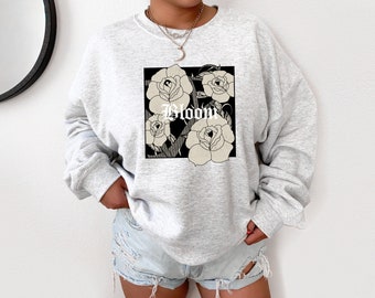 Rose streetwear sweatshirt- Traditional tattoo grunge design- Autumn fall oversized crewneck- XS-5XL plus size available