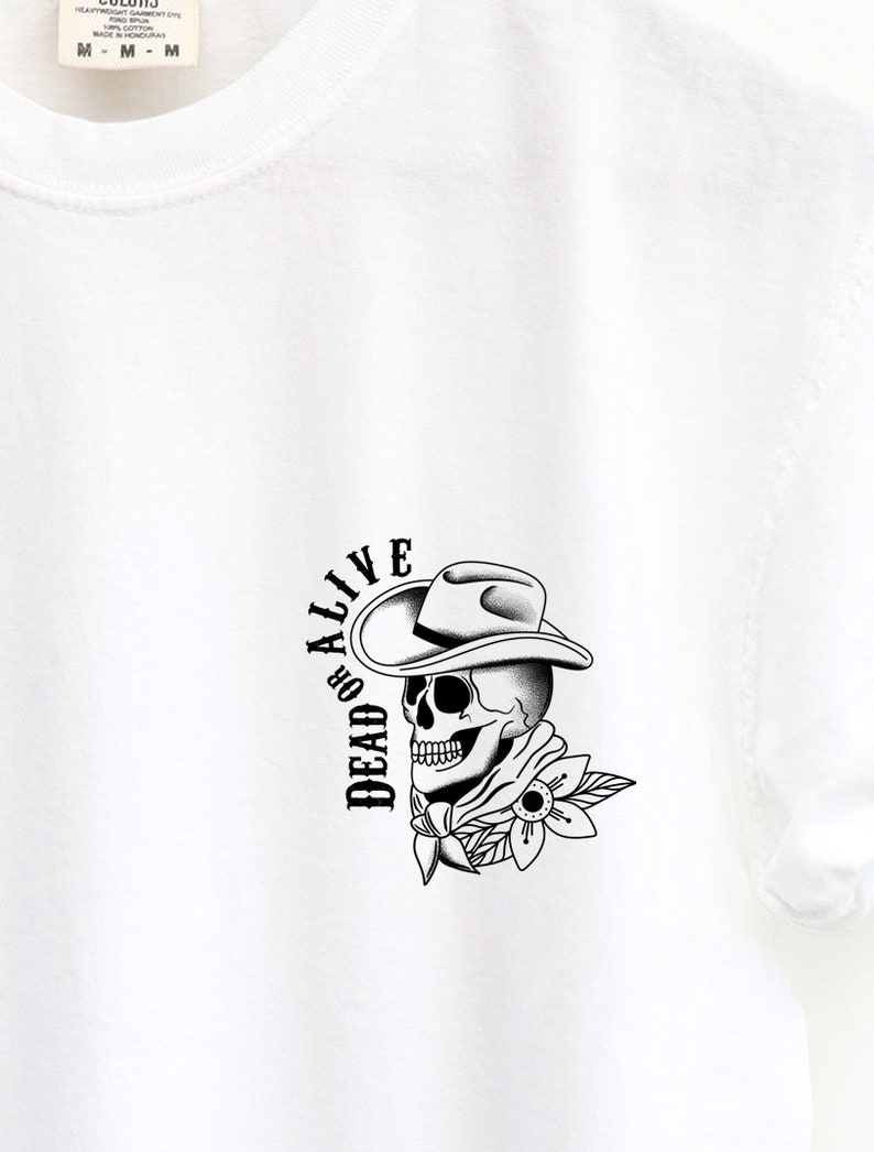 Mens wild western shirt Traditional tattoo flash tshirt Cowboy skull comfort colors graphic tee XS-5XL image 7