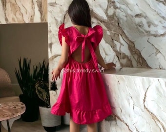 Isabella Dress / open back dress / girls dress / summer dress / bow dress