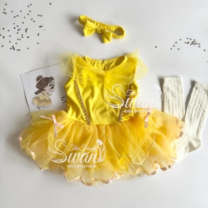 Prinzessin Belle inspiriert Baby Romper Kleid Beauty & Beast Dress Up Geburtstag Halloween