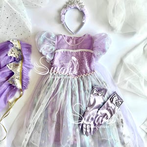 Księżniczka Lilac Fioletowa Bajkowa Bajkowa Sukienka Płatki Śniegu Tęczowa Urodzinowa Okazja Sukienka Ubierz Się Prezent Na Halloween Roszpunka