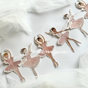 Ballerine, ballet, filles, guirlande, bannière, décorations d'anniversaire, papier, décoration, anniversaire, girl, princesse, petite fille