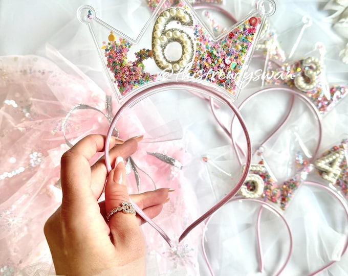 Prinzessinnenkrone, Geburtstagskrone, Geburtstags-Stirnband, Party-Stirnband, Geburtstagskind, Rosa Krone, Rosa Stirnband