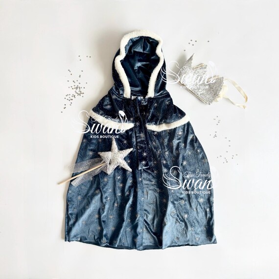 Navy Blue Elsa Anna Frozen Inspired Cape Costume Halloween Dress