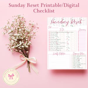 Planificador de reinicio dominical / Lista de verificación digital o imprimible para rutinas semanales y cuidado personal