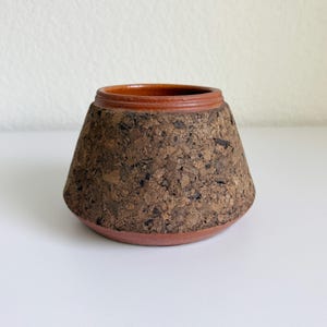 Vintage 1970s Clay and Cork Planter Pot