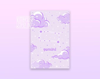 Gemini Celestial Astrology Horoscope Print | 4x6 Art Print | Zodiac | Castellation