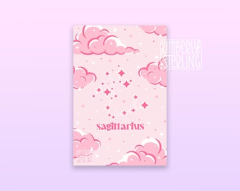 Sagittarius Celestial Astrology Horoscope Print | 4x6 Art Print | Zodiac | Castellation