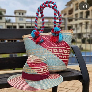 Hat and bag made in Iraca. 100% natural.