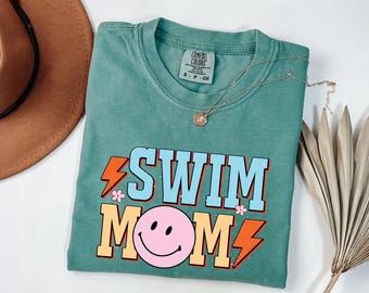 Comfort Colors Swim Mom T-Shirt, Retro Graphic Tee