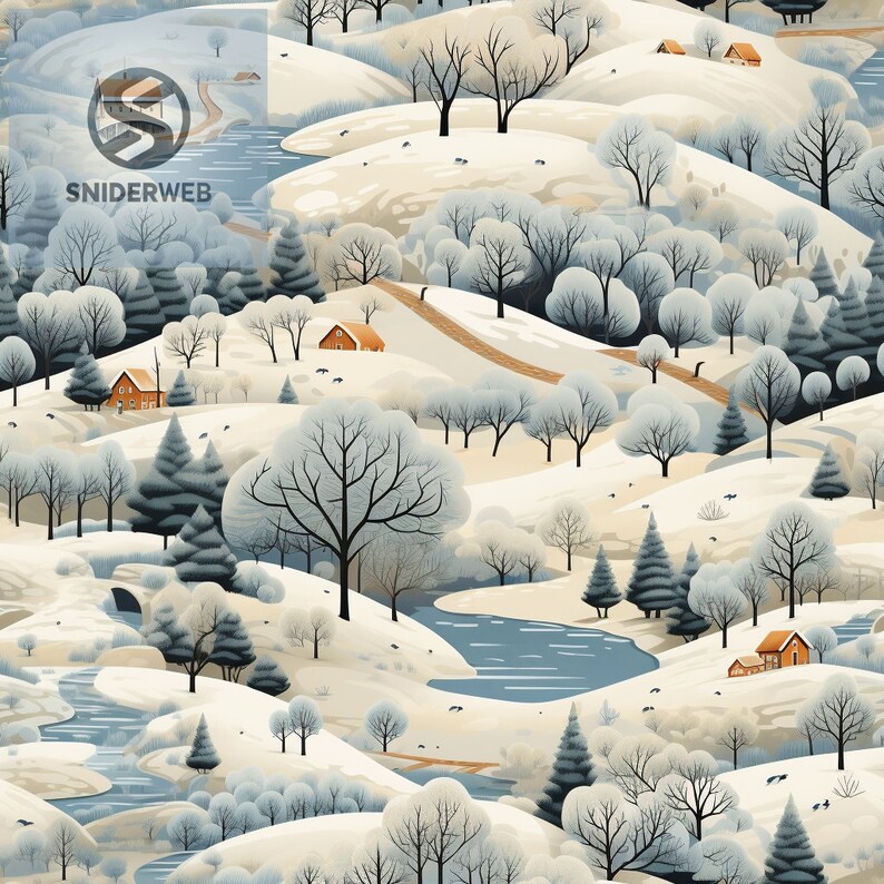 Winter Scenes Seamless Repeating Pattern: 3 Pngs - Etsy