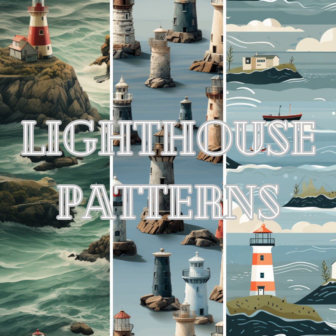 Snake Lighthouse Pattern Lighthouses - 3 Seamless Repeating Patterns, 12