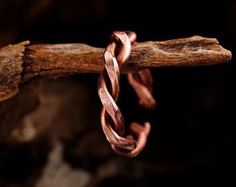 Adjustable copper ring, rustic masculine Viking style for man and woman. Hand made, unique jewelry. Anniversary unisex gift idea men