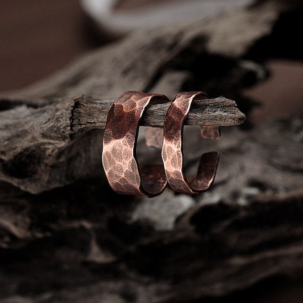 Couple rings, pair rings, love, Adjustable copper ring, rustic vintage Viking style for man and woman. Unique jewelry. Anniversary gift