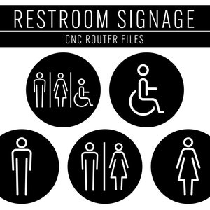 Cnc Router Modern Round Bathroom Signs | DXF | SVG | PDF