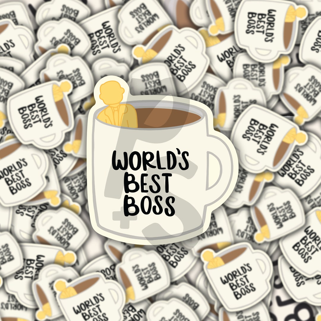 World's Best Boss Sticker Coffee Cup With Award Sticker Etsy