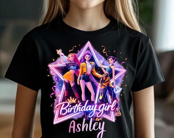 Custom Huntrix Birthday Girl Tshirt, Kpop Demon Birthday Tee