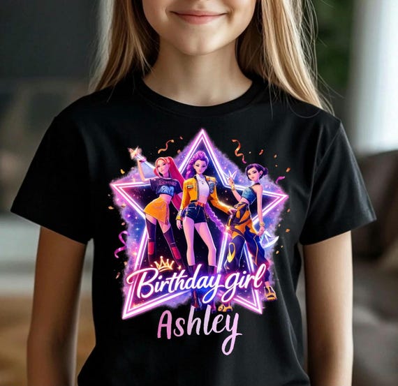 Custom Huntrix Birthday Girl Tshirt, Kpop Demon Birthday Tee