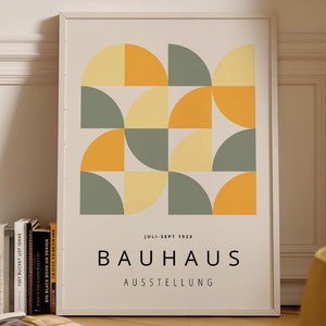 Green Yellow Bauhaus Poster, Framed Wall Art, Art Print, Wall Art,  Mid Century Modern, Minimalist Wall Art, Living Room Decor Bauhaus Print