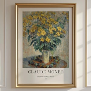 Claude Monet - Jerusalem Artichoke Flowers 1880 - Framed Wall Art - Still Life Painting - Vintage Flower Painting - Large Wall Art