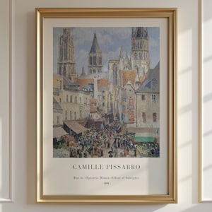 Camille Pissarro - Rue de l&#39;Epicerie, Rouen (Effect of Sunlight) 1898 - Framed Wall Art - French Painting - Antique Oil Painting