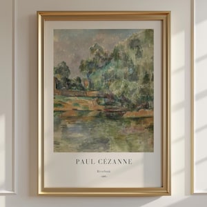 Paul Cezanne - Riverbank 1895 - Framed Wall Art, Vintage Poster Oil Painting, Landscape Painting, Large Wall Art