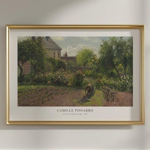 Camille Pissarro - The Artist&#39;s Garden at Eragny 1898 -  Framed Wall Art, Farmhouse Decor  Large Wall Art, Vintage Poster
