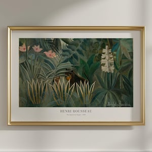 Henri Rousseau Botanischer Druck - Der äquatoriale Dschungel 1909 - Gerahmte Wandkunst - Salbeigrüne Wandkunst - Vintage Plakat - Tropische Wandkunst
