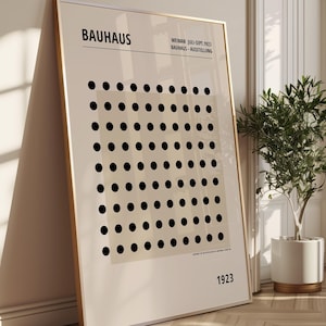 Beige Bauhaus Poster: Framed Mid-Century Modern Wall Art