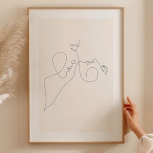 Paar Linie Kunst, gerahmte Wandkunst Paar One Line Zeichnung, Mann und Frau Druck, große Wanddekoration, Geschenk für Sie, Geschenk für Ihn