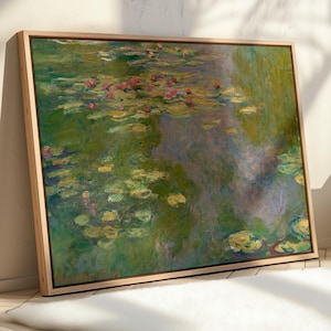 Claude Monet - Water Lilies, 1919  - Framed Canvas Wall Art - Large Wall Art - Green Landscape Wall Art