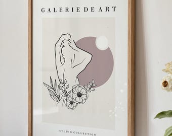 Woman Line Art Print: Minimalist Framed Wall Decor