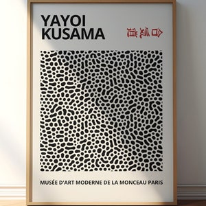Impresión de Yayoi Kusama, arte de pared enmarcado, arte de pared japonés minimalista moderno, arte de pared grande