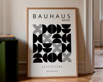 Schwarze Bauhaus Kunstdruck - Mid Century Modern Wandkunst